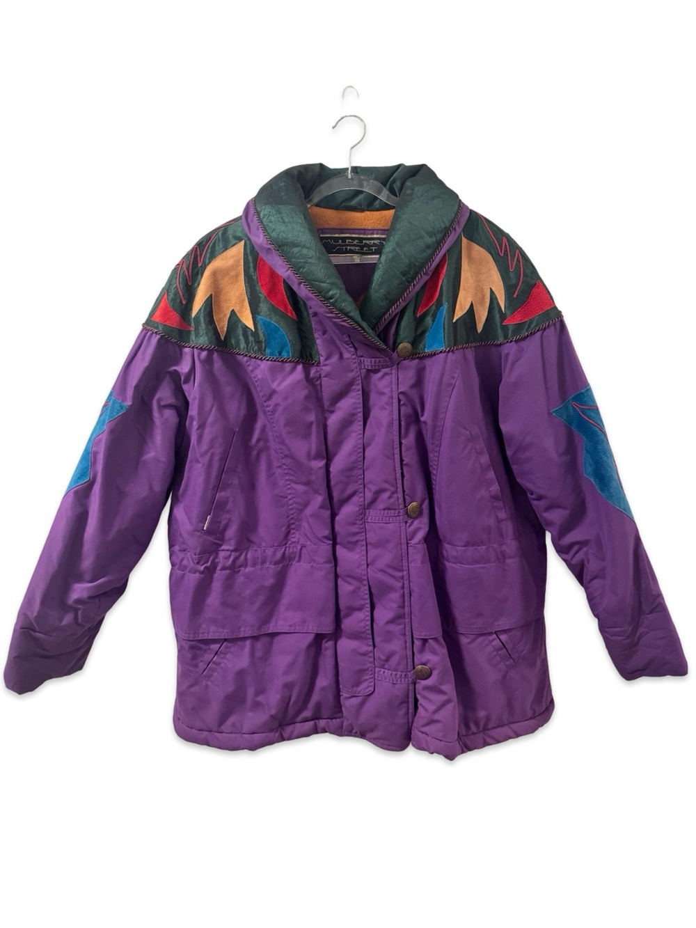 Vintage 80s 90s winter coat with suede design